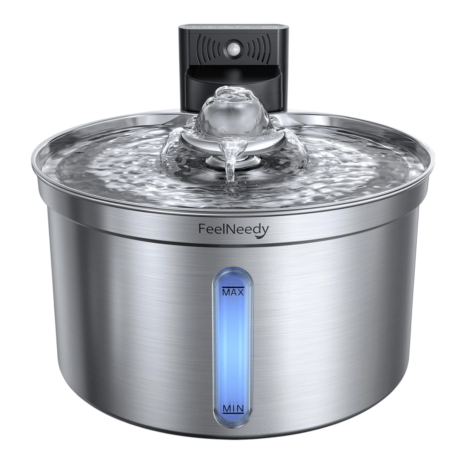 Fuente de agua ultrasilenciosa de acero inoxidable 3.5L. Bebedero inalámbrico para perros y gatos, con diseño moderno y gran capacidad.