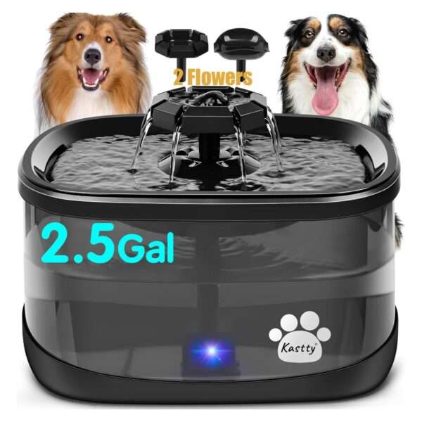 Fuente de agua para mascotas de 2.5 L con 3 modos de flujo. Bebedero con indicador LED inteligente para nivel de agua, ideal para perros y gatos de todos los tamaños.