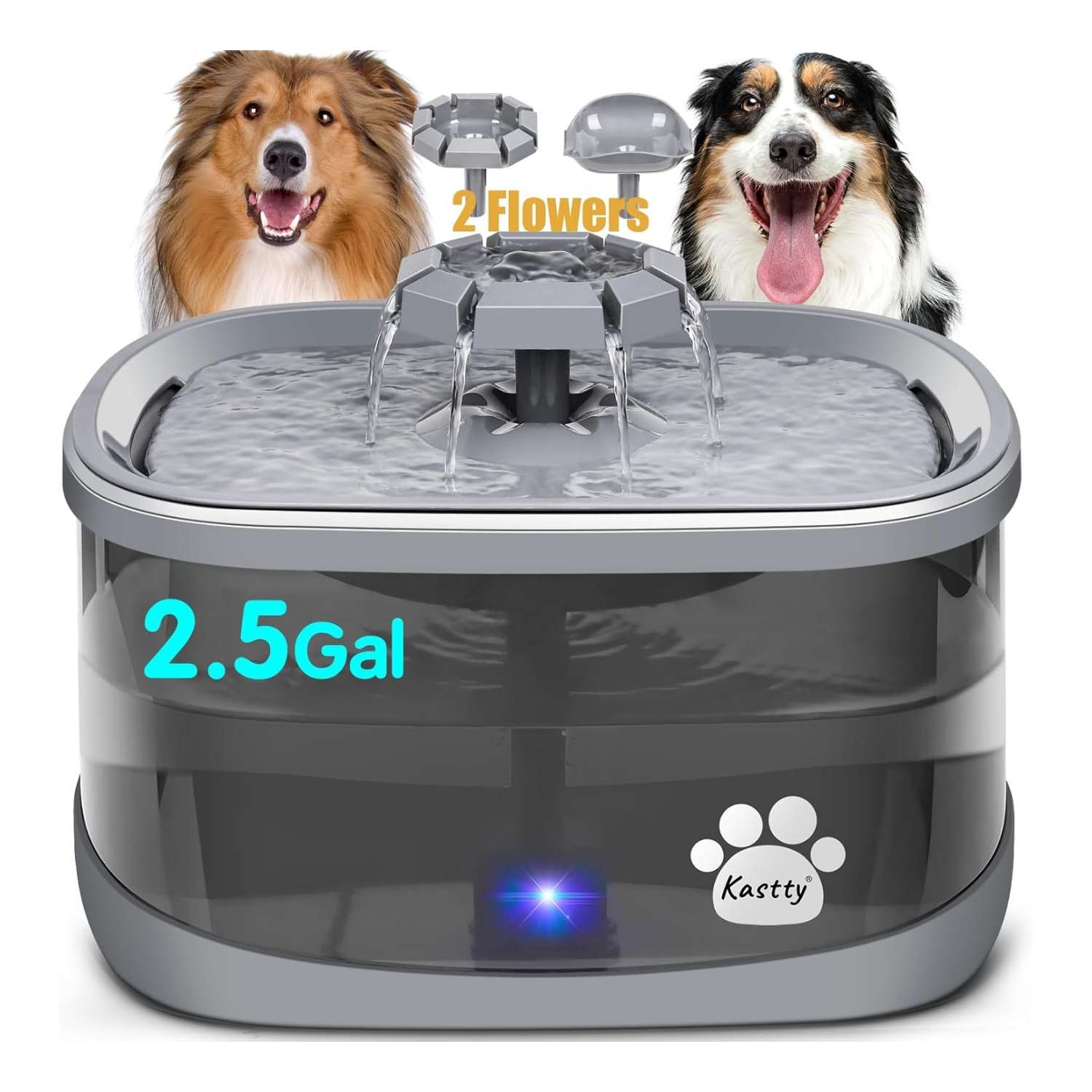 Fuente de agua para mascotas de 2.5 L con 3 modos de flujo. Bebedero con indicador LED inteligente para nivel de agua, ideal para perros y gatos de todos los tamaños.