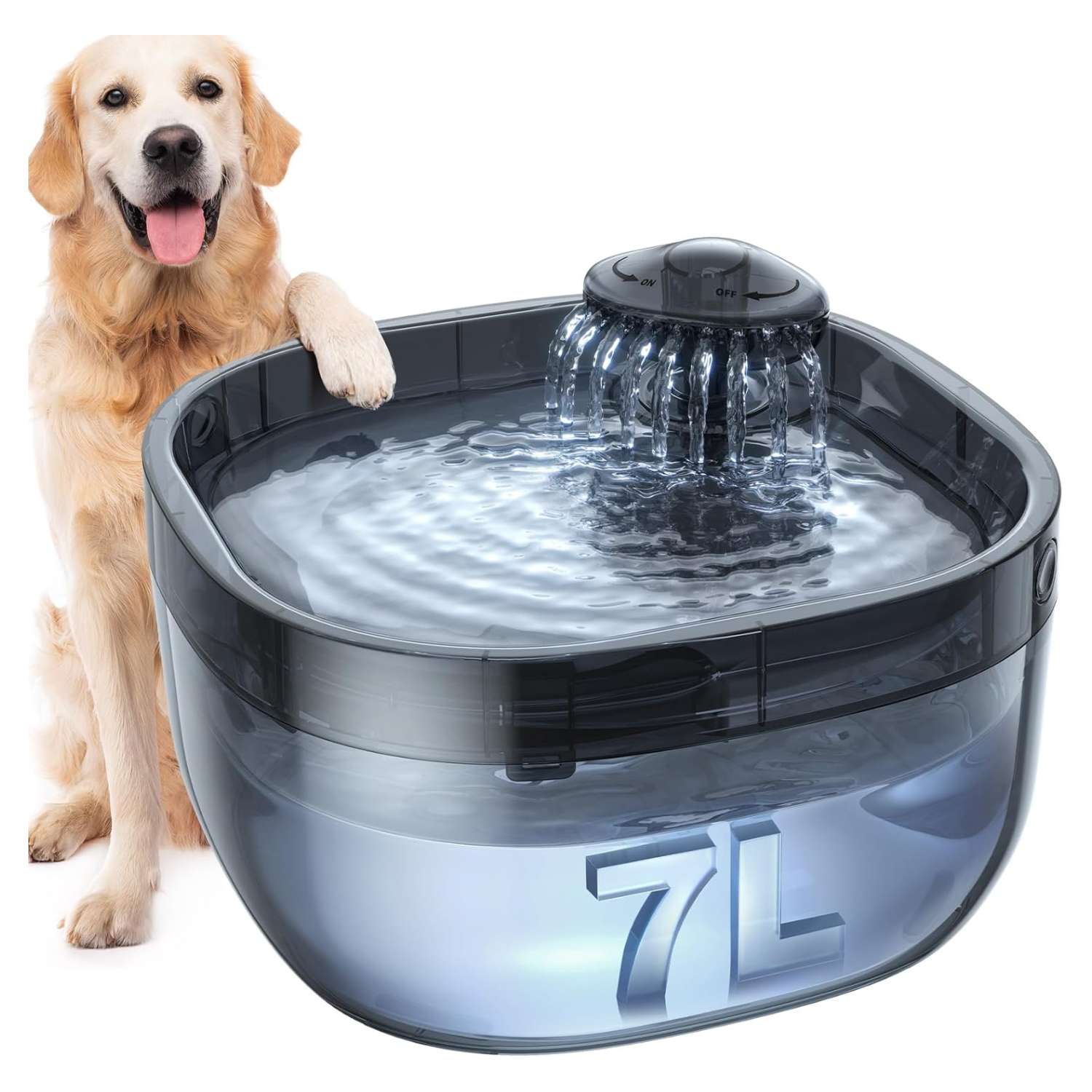 Fuente de agua para mascotas de 7L, ultra silenciosa. Bebedero de gran capacidad ideal para perros grandes o múltiples gatos, asegura agua fresca sin ruido.