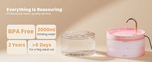 Fuente de agua para mascotas 2L con grifo. Bebedero con chorro de agua, ideal para perros y gatos que prefieren beber directamente del grifo.