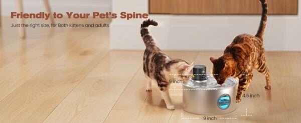 Fuente de agua inalámbrica de acero inoxidable 3.2L para perros y gatos. Bebedero automático recargable, higiénico y moderno.