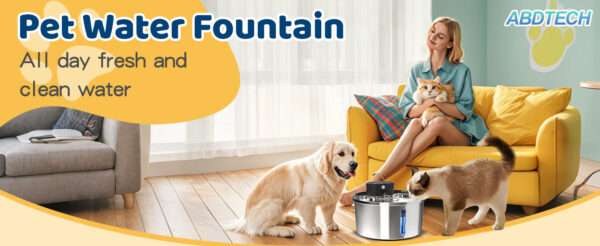 Fuente de agua inalámbrica recargable de acero inoxidable 3.2L para mascotas. Bebedero portátil y duradero, ideal para perros y gatos, con diseño moderno.