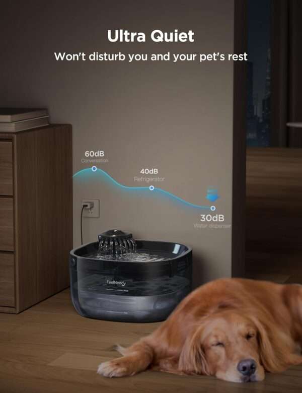 Fuente de agua para mascotas de 7L, ultra silenciosa. Bebedero de gran capacidad ideal para perros grandes o múltiples gatos, asegura agua fresca sin ruido.