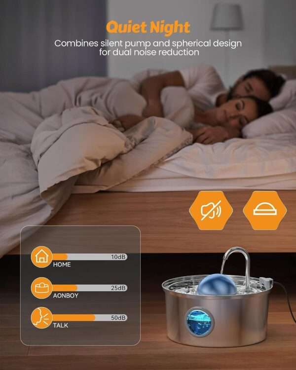 Fuente de agua de acero inoxidable 3.2L para perros y gatos. Bebedero con bomba silenciosa, ideal para una hidratación limpia.