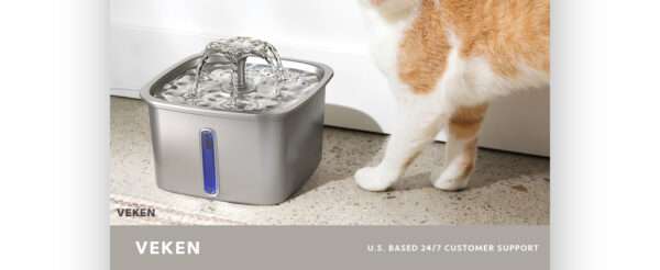 Fuente de agua de acero inoxidable 2.8L para mascotas. Bebedero con luz LED de nivel, ideal para perros y gatos que buscan agua fresca y limpia.