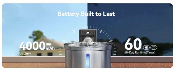 Fuente de agua ultrasilenciosa de acero inoxidable 3.5L. Bebedero inalámbrico para perros y gatos, con diseño moderno y gran capacidad.