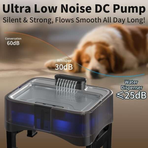 Fuente de agua elevada ajustable 2.2L para mascotas. Bebedero con 4 alturas, ideal para perros y gatos de diferentes tamaños o con problemas articulares.
