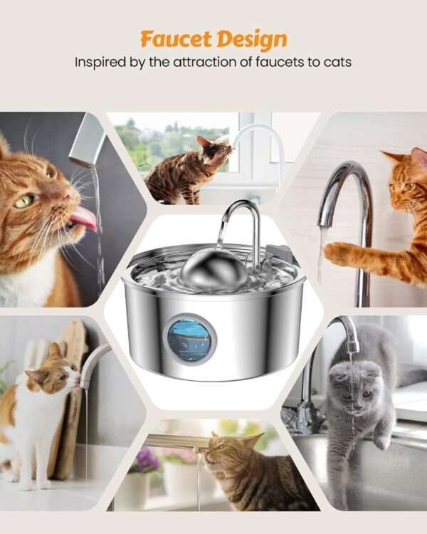 Fuente de agua de acero inoxidable 3.2L para perros y gatos. Bebedero con bomba silenciosa, ideal para una hidratación limpia.