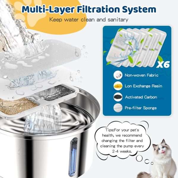 Fuente de agua inalámbrica recargable de acero inoxidable 3.2L para mascotas. Bebedero portátil y duradero, ideal para perros y gatos, con diseño moderno.