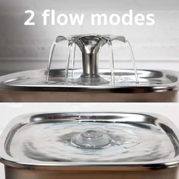 Fuente de agua de acero inoxidable 2.8L para mascotas. Bebedero con luz LED de nivel, ideal para perros y gatos que buscan agua fresca y limpia.