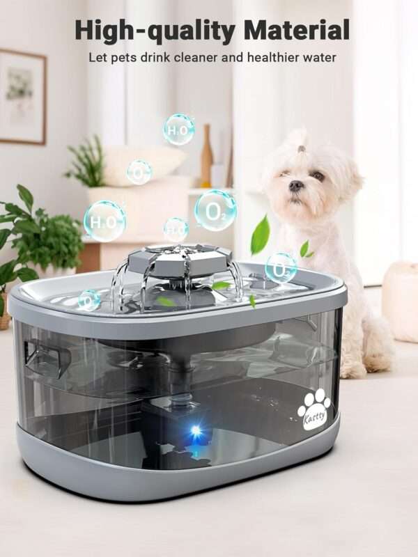 Fuente de agua para mascotas de 2.5 L con 3 modos de flujo. Bebedero con indicador LED inteligente para nivel de agua, ideal para perros y gatos de todos los tamaños.