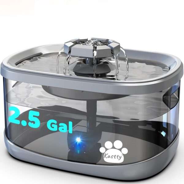 Fuente de agua para mascotas de 2.5 L con 3 modos de flujo. Bebedero con indicador LED inteligente para nivel de agua, ideal para perros y gatos de todos los tamaños.