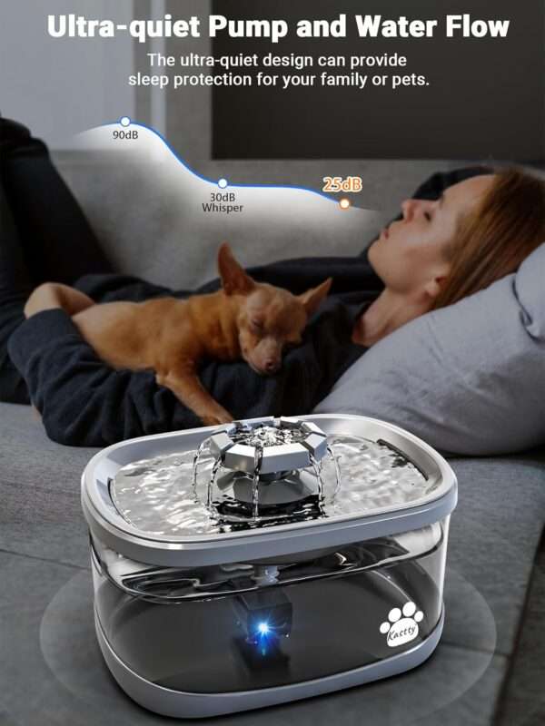 Fuente de agua para mascotas de 2.5 L con 3 modos de flujo. Bebedero con indicador LED inteligente para nivel de agua, ideal para perros y gatos de todos los tamaños.