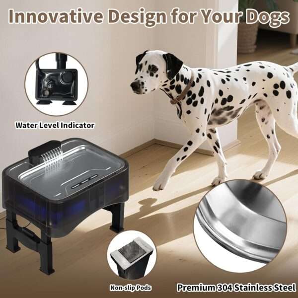 Fuente de agua elevada ajustable 2.2L para mascotas. Bebedero con 4 alturas, ideal para perros y gatos de diferentes tamaños o con problemas articulares.