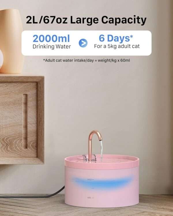 Fuente de agua para mascotas 2L con grifo. Bebedero con chorro de agua, ideal para perros y gatos que prefieren beber directamente del grifo.