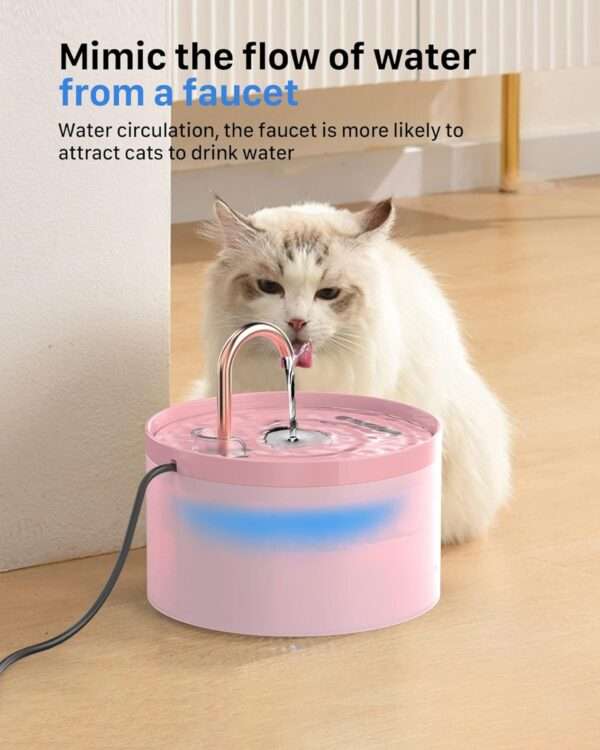 Fuente de agua para mascotas 2L con grifo. Bebedero con chorro de agua, ideal para perros y gatos que prefieren beber directamente del grifo.