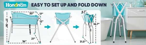 Bañera plegable elevada para perros y gatos de 91x53x96 cm, ideal para un baño cómodo y sin esfuerzo.