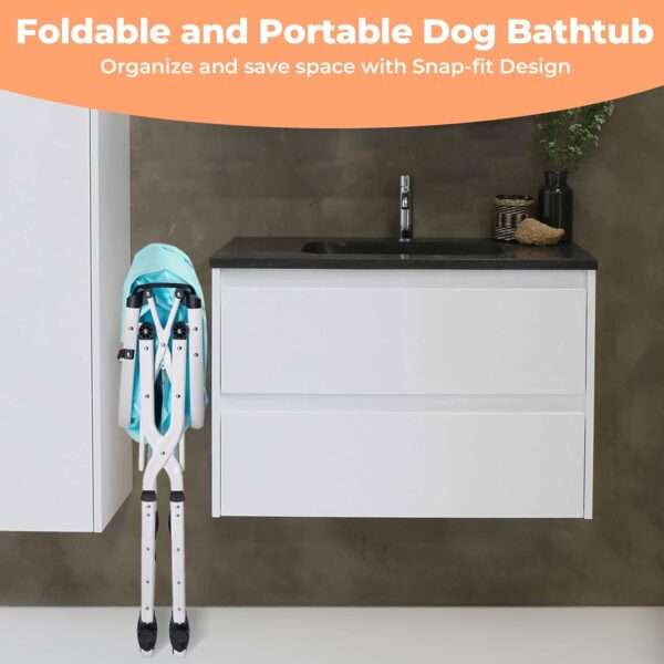 Bañera portátil, plegable y elevada para perros y gatos, con 5 alturas ajustables, 100x88x60 cm.