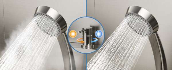 Bañera profesional de acero inoxidable para perros, dimensiones 152x43x127 cm con componentes incluidos.