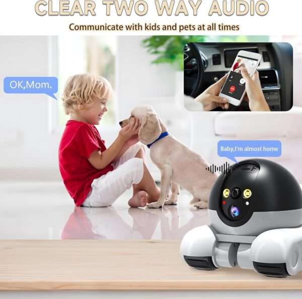 Cámara robot móvil 1080P para el hogar, monitor Wi-Fi para bebés, perros y gatos.