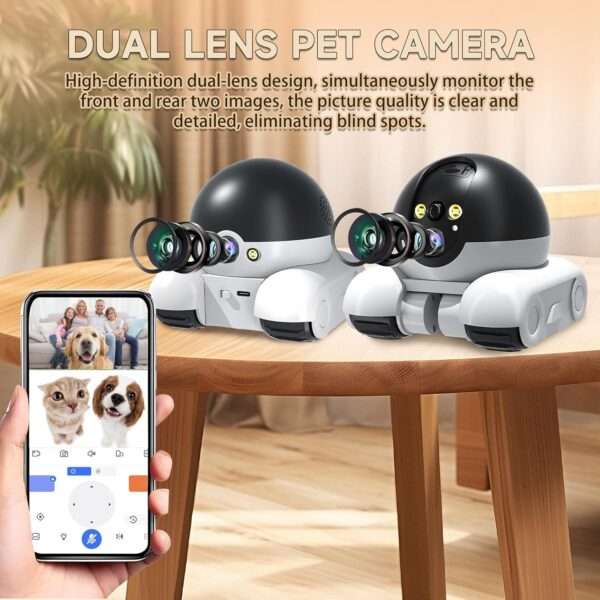 Cámara robot móvil 1080P para el hogar, monitor Wi-Fi para bebés, perros y gatos.