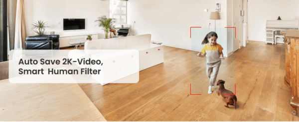 Cámara de seguridad Wi-Fi 2K para interiores con visión nocturna a color y sensor de movimiento, ideal para monitorear bebés y mascotas.