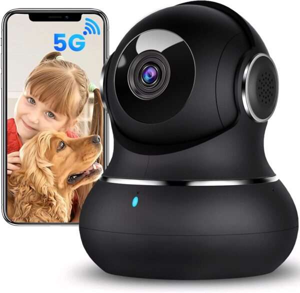 Cámara de seguridad Wi-Fi 2K para interiores con visión nocturna a color y sensor de movimiento, ideal para monitorear bebés y mascotas.