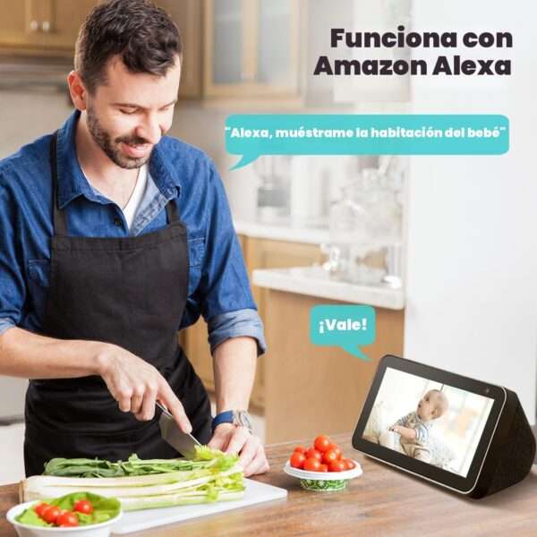 Cámara de seguridad Wi-Fi 2K para interiores con visión nocturna a color y sensor de movimiento, ideal para monitorear bebés y mascotas.