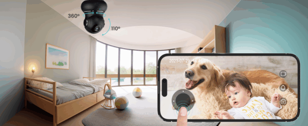 Cámara de seguridad Wi-Fi 2K para interiores con visión nocturna a color y sensor de movimiento, ideal para monitorear bebés y mascotas.
