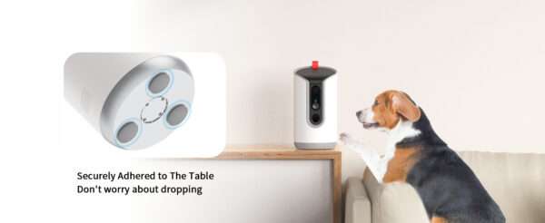 Cámara para mascotas con dispensador de golosinas, Wi-Fi 2K 360°, visión nocturna a color.