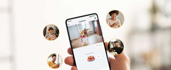 Cámara para mascotas con dispensador de golosinas, Wi-Fi 2K 360°, visión nocturna a color.