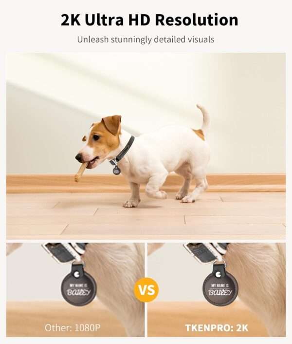 Cámara para mascotas con dispensador de golosinas, Wi-Fi 2K 360°, visión nocturna a color.