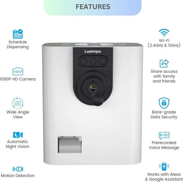 Cámara para mascotas con dispensador de golosinas, visión nocturna y detección de movimiento, conectividad Wi-Fi.