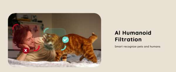 Cámara Wi-Fi para mascotas con dispensador de golosinas y seguimiento automático 360 grados.