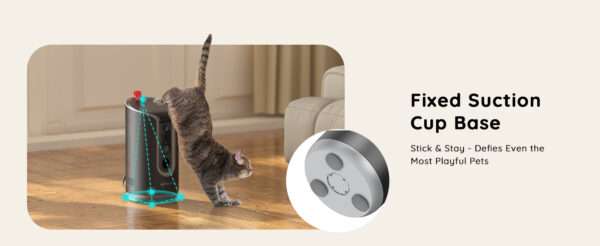 Cámara Wi-Fi para mascotas con dispensador de golosinas y seguimiento automático 360 grados.