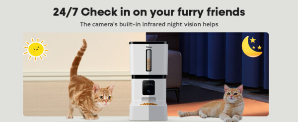 Comedero automático Wi-Fi para perros y gatos con cámara HD 1080P, capacidad 33 tazas.