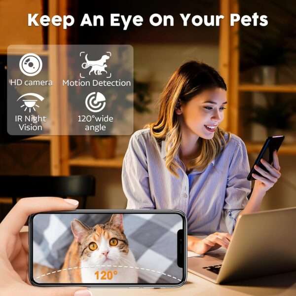 Comedero automático Wi-Fi para perros y gatos con cámara HD 1080P, capacidad 33 tazas.