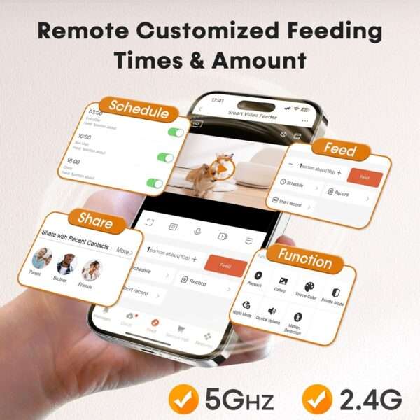 Comedero automático Wi-Fi para perros y gatos con cámara HD 1080P, capacidad 33 tazas.