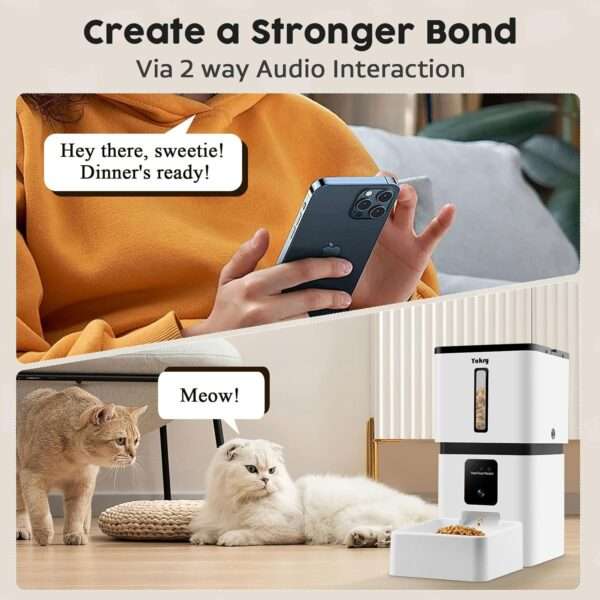 Comedero automático Wi-Fi para perros y gatos con cámara HD 1080P, capacidad 33 tazas.