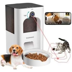 Comedero automático Wi-Fi Dual Band para gatos con cámara 2K y láser interactivo.