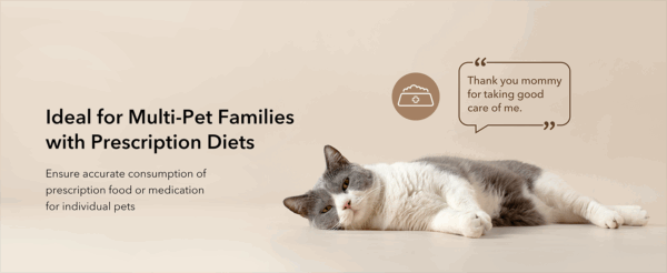 Comedero automático para gatos con etiqueta inteligente, Wi-Fi Dual Band, capacidad 3 litros.