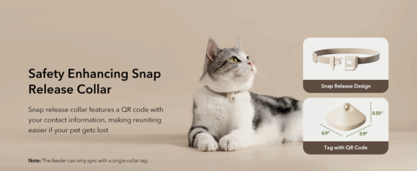 Comedero automático para gatos con etiqueta inteligente, Wi-Fi Dual Band, capacidad 3 litros.