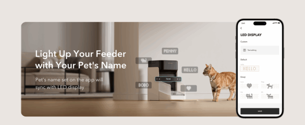 Comedero automático para gatos con etiqueta inteligente, Wi-Fi Dual Band, capacidad 3 litros.