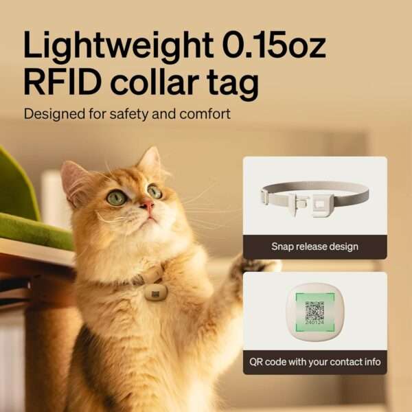 Comedero automático para gatos con etiqueta inteligente, Wi-Fi Dual Band, capacidad 3 litros.