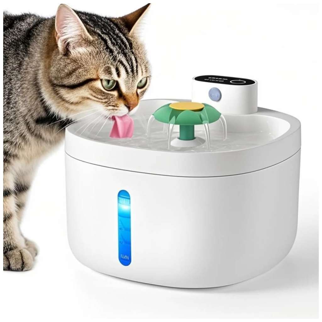 Fuente de agua inalámbrica 2.6L para perros y gatos. Bebedero automático con sensor de movimiento, ideal para ahorro de energía y comodidad.
