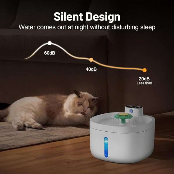 Fuente de agua inalámbrica 2.6L para perros y gatos. Bebedero automático con sensor de movimiento, ideal para ahorro de energía y comodidad.