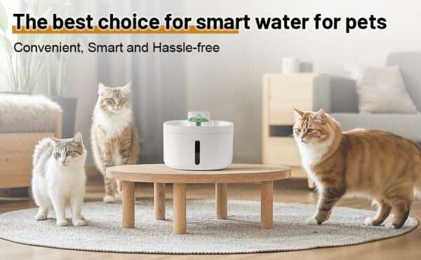 Fuente de agua inalámbrica 2.6L para perros y gatos. Bebedero automático con sensor de movimiento, ideal para ahorro de energía y comodidad.