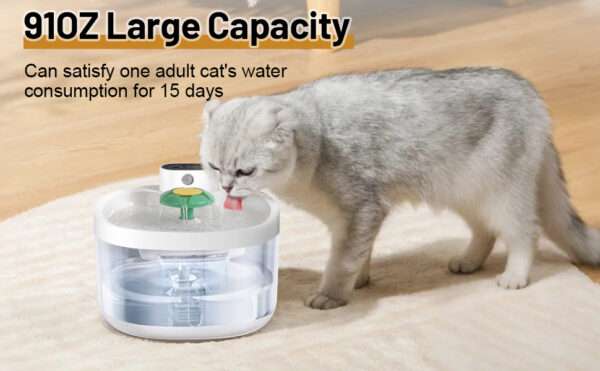 Fuente de agua inalámbrica 2.6L para perros y gatos. Bebedero automático con sensor de movimiento, ideal para ahorro de energía y comodidad.