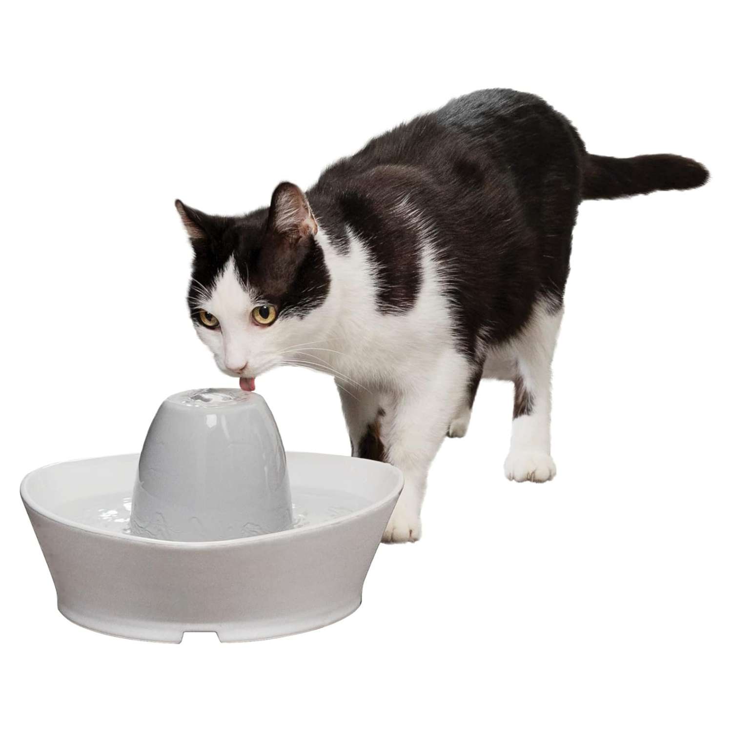 Fuente de agua de cerámica 1.7L para perros y gatos. Bebedero silencioso, ideal para ambientes tranquilos, con diseño duradero y fácil de limpiar.